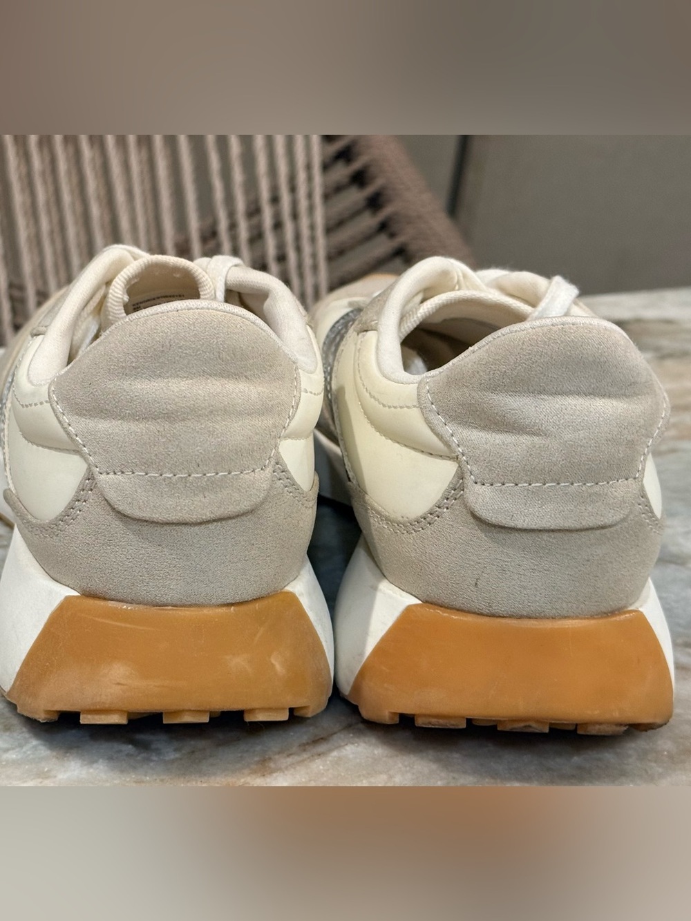 Women’s STEVE MADDEN Kendrix taupe & silver athletic jogger sneakers- Size 8 - Picture 5 of 11